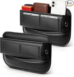 chfine Car Seat Gap Filler Organizer, Universal Premium Leather Car Gap Filler with Card Slots for Front Seat Between Car Seat and Console Hold Phone, Sunglasses, Keys, fit for Car Suv Truck (2)