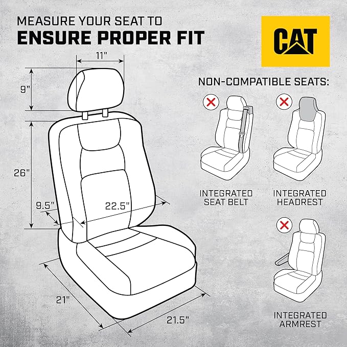 Cat® MeshFlex Automotive Seat Covers for Cars Trucks and SUVs (Set of 2) – Black Car Seat Covers for Front Seats, Truck Seat 
