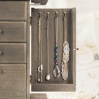 Emfogo Jewelry Box for Women, Rustic Wooden Jewelry Boxes & Organizers with Mirror, 4 Layer Jewelry Organizer Box Display for