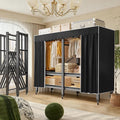 YTLEMON Heavy Duty Wardrobe Closet with Cover, Metal Rolling Clothes Rack, Foldable Portable Closet Organizer System Freestan