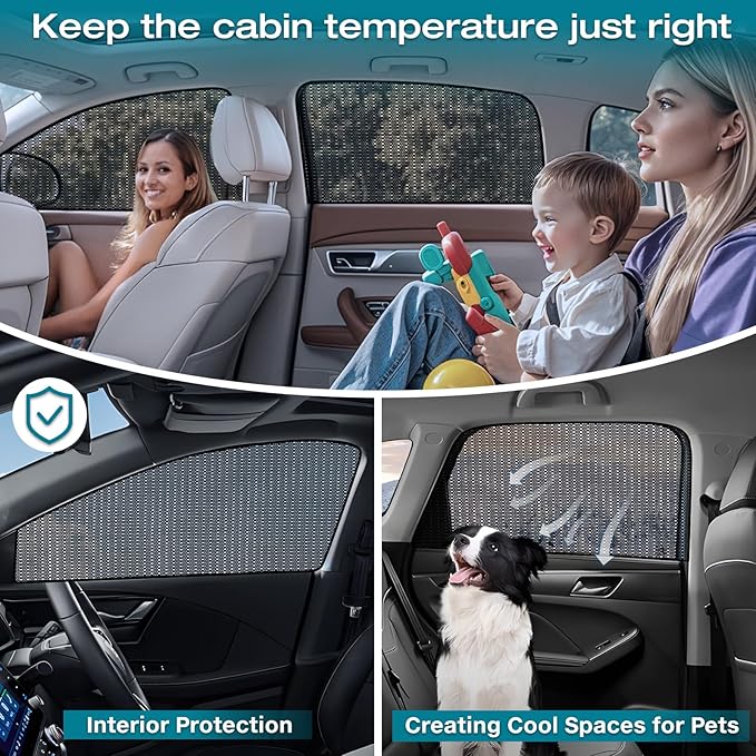 ZATOOTO Car Window Shades for Side Window Sun Shade for Car Window Magnetic Mesh Car Window Screen for Easy Installation Breathable UV Protection Universal for Most Car Perfect for Camping Travel Nap