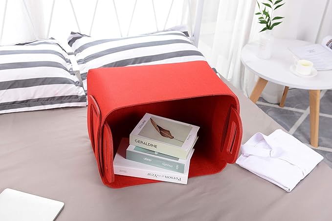 Minoisome Storage Basket Felt Storage Bin Collapsible& Convenient Box Organizer with Carry Handles for Office Bedroom Closet 