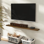 Marsmiles 36 Inch Wood Floating Shelves | Rustic Dark Wood Wall Shelves Set of 2 | 36" W x 7.7" D x 1.6" H Wooden Shelves for