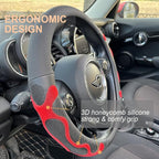 PINCTROT Comfy Grip Steering Wheel Cover, Anti-Slip Design, Universal 14.5-15 Inch(Silicone Red)