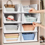 5 Pack Stackable Closet Storage Basket - Stackable Storage Bins, Multifunctional & Foldable Closet Organizer Waterproof, Ward