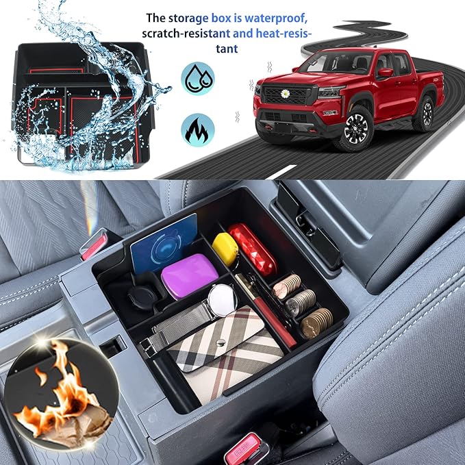 SHAOHAO for 2025 2026 Nissan Frontier Center Console Organizer Tray 2022-2025 2026 Nissan Frontier (S/SV/Pro-X/Pro-4X/SL) Console Tray Frontier 2023 2024 2025 2026 Accessories Armrest Box Organizer