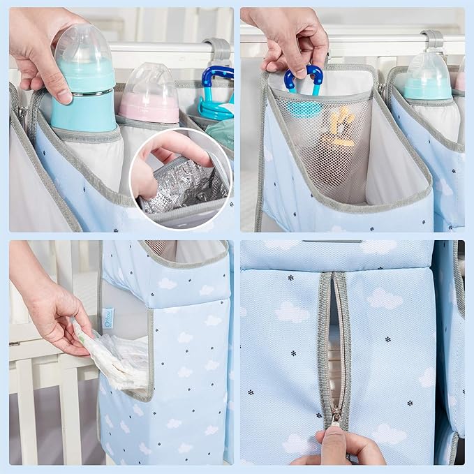 Orzbow 3-in-1 Hanging Diaper Organization Storage for Baby Essentials | Nursery Organizer and Baby Diaper Caddy | Hang on Cri