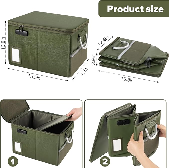 TOMKID Fireproof Document Box, Fire Proof Safe Box for Home Document Organizer with Lock, Fire Organizer Office Storage Cabin