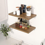 Dreamland 24" Floating Shelves for Wall, 12" Deep Slim Walnut Floating Shelves, Wall-Mounted Shelves for Bedroom, Living Room