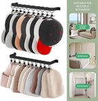 Hat Rack Wall Set of 2, Wall Mounted Hat Hanger Metal with Hooks for Baseball Cap Cowboy Hat, Closet Storage Organizer for Be