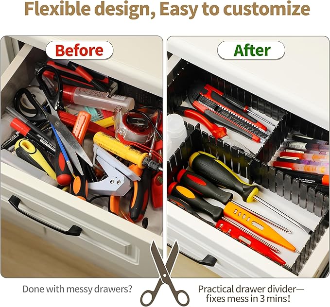 Drawer Divider Adjustable Diy Storage Organizer Separator for Tidying Clutter Cutlery Makeup Clothes of Dresses, Desk & Box i