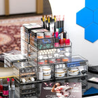 Acrylic Clear Makeup Organizer Countertop,Stackable Skincare Organizer for Vanity With 11 Drawer,Large Plastic Desk Accessori