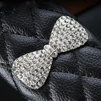 HYL World 2PCS Leather Bow Seat Belt Covers Seat Belt Shoulder Pads with Sparkling Bling Rhinestones Decor,Black