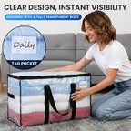 TAILI Extra Large Moving Bags, 2 Pack Clear Heavy Duty Totes For Storage with Visible Window, Wrap Around Handles, Storage Ba