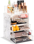 Sorbus Acrylic Makeup Organizer Set, 6-Drawer Vanity & Countertop Cosmetic Storage with Small & Wide Compartments, Marble Pri