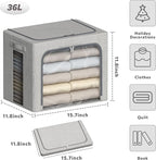 4 Pack Clothes Storage Bins with Metal Frame - 36L Stackable Storage Box with Lid，Foldable Storage Container Organizer for Cl