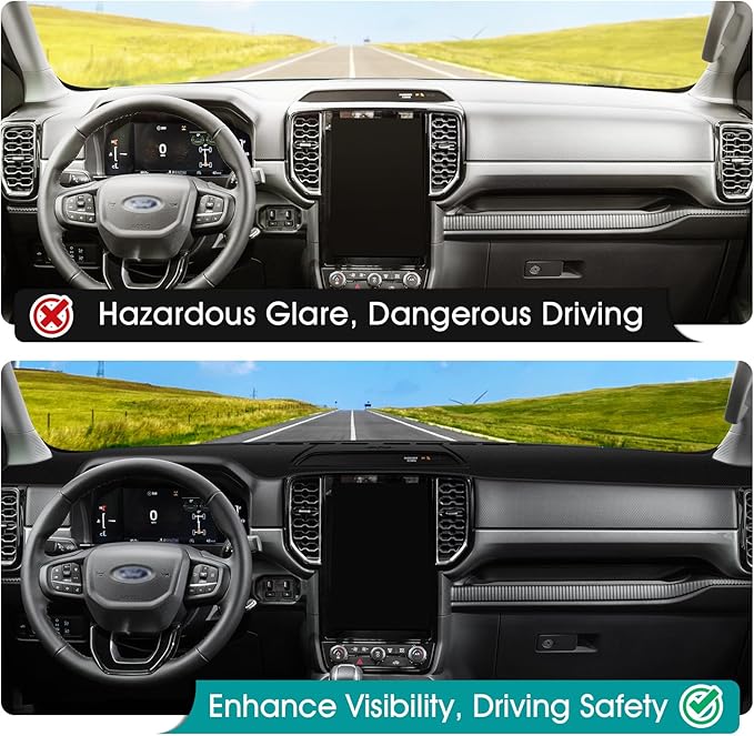 FIILINES Dash Cover for 2024-2026 Ford Ranger, Dashboard Mat Accessories Dash Cover Sunshade Nonslip Mesh Protector No Glare 