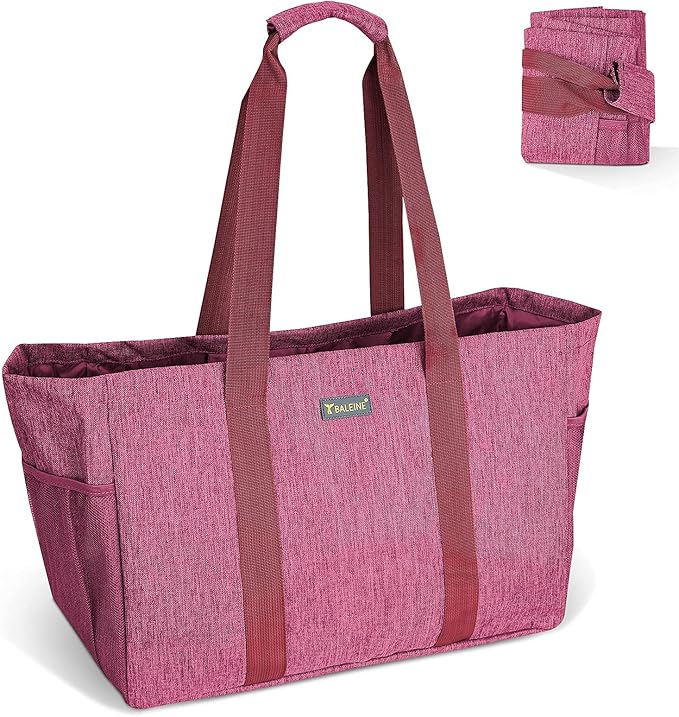 BALEINE Soft 9 Gallon Extra Large Utility Tote, Foldable Reusable Storage Bag (Berry Pink)