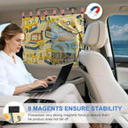 Car Window Shades with 8 Magnets-26.8"x19.7" Car Rear/Side Window Sunshade for Baby Semi-Transparent 2-in-1 Universal Auto Sun Shade for Kid & Pet Protection (2 Pack) Construction Vehicle Cartoon