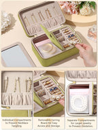 Velvet Travel Jewelry Box with Large Mirror, Double-Layer Jewelry Organizer Case for Women and Girls, Portable Storage Case w