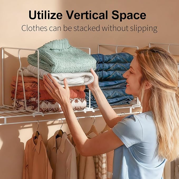 Wire Shelf Dividers for Closet: Tall 8 Pack 12-Inch Deep Adjustable Organizer for Shelves,Metal Rack Separator for Clothes, P