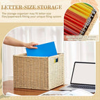 Jingmore 2 Pack Paper Rope Hanging File Box, Letter Size Document Filing Boxes, Woven Decorative Storage Box, Hanging File Ba