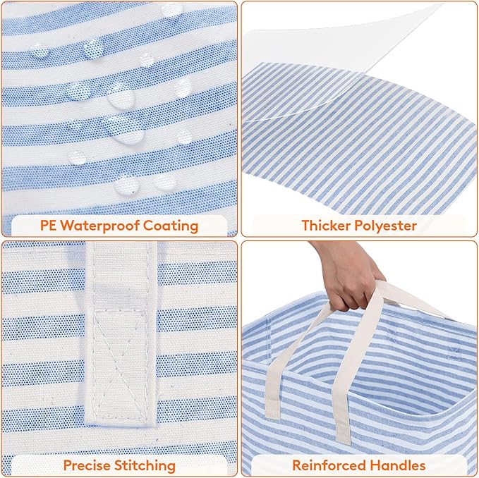 Lifewit 3 Pack Laundry Basket 80L Each, Collapsible Clothes Hamper with Reinforced Handles, Freestanding Waterproof Design fo