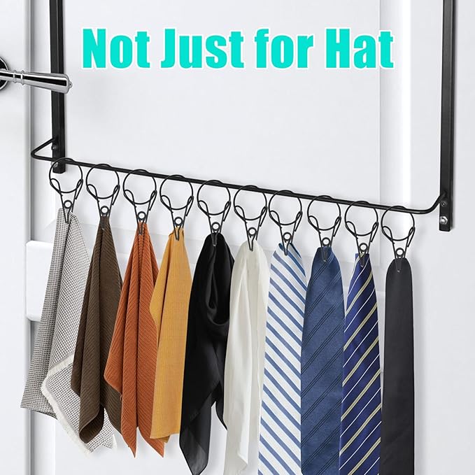 SelfTek Large Size Over the Door Hat Rack, Hat Storage Organizer for Baseball Caps for Closet & Door, Wall Mounted Hat Holder