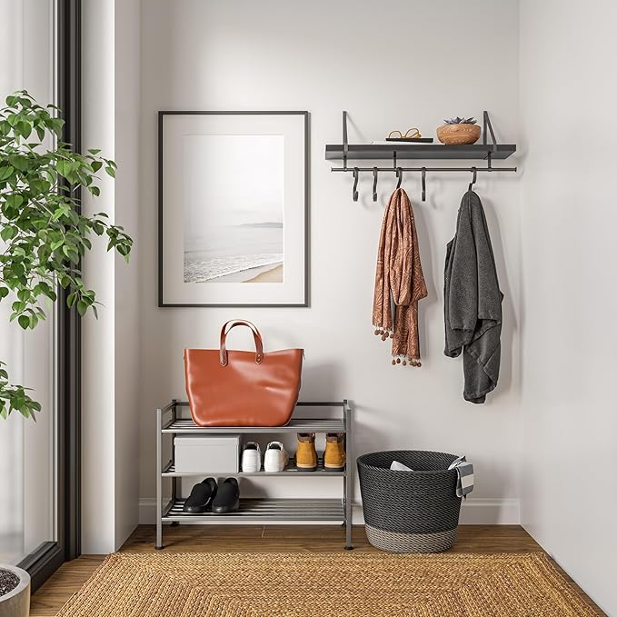 Seville Classics Sturdy Freestanding Storage Shelf for Bedroom, Closet, Entryway, Dorm Room Organizer Stackable Durable Metal