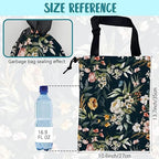 Car Garbage Bag Watercolor Floral Branches Hanging Canvas Car Trash Bag Waterproof Drawstring Car Back Seat Organizer for Car Back Front Seat Console with Adjustable Buckle