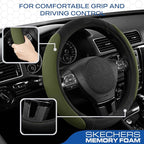 Skechers Steering Wheel Cover, Memory Foam Car Steering Wheel Cover,14.5-15inch Anti-Slip Safety Comfortable Desgin, Universa