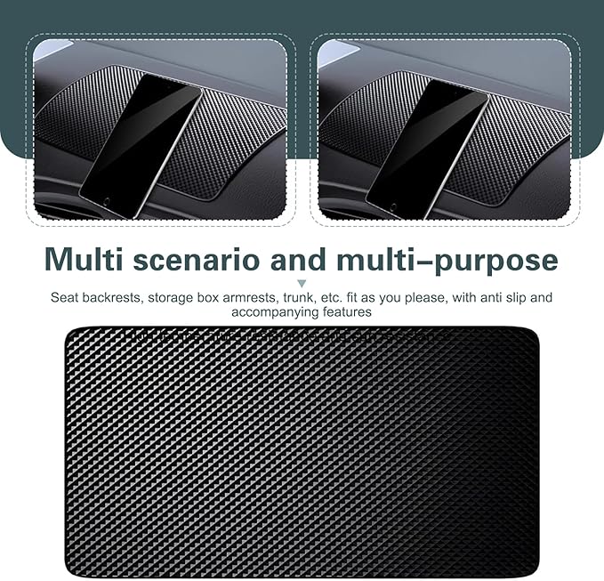 2 PCS Car Dashboard Anti-slip Mats, PU Strong Adhesive Pad for Phones Keys Sunglasses, Washable Scratch-resistant Sticky Mat,