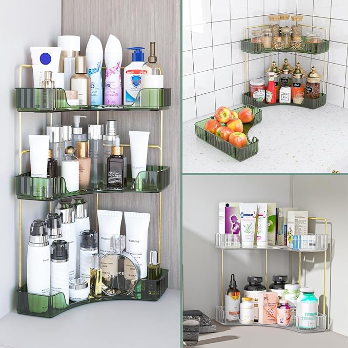 Webetop Corner Bathroom Counter Organizer, Bathroom Makeup Countertop Organizer, Corner Storage Organizers for Vanity, Bathro