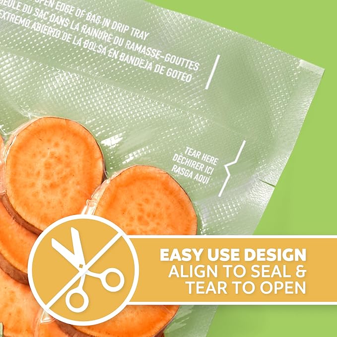 FoodSaver Quart Pre-Cut Vacuum Seal Bags, Easy Use Vacuum Storage Bags, Align to Seal and Tear to Open Vacuum Sealer Storage 
