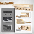 Rebee Vision Farmhouse Pine Wood Key Holder Wall Mount for Room Decor - Rustic Key Holder for Wall with Shelf for Small Plant