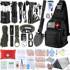 Survival Kit, 250pcs Survival Tools Tactical Gear and Trauma Bag, Survival First Aid Kit with Molle Crossbody Bag & Emergency