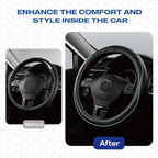 Skechers Memory Foam Steering Wheel Cover,Piping Microfiber Leather Steering Wheel Cover Sporty Universal Fit 14" 1/2-15" Car