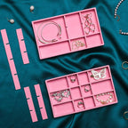 Frebeauty Jewelry Organizer Tray,Stackable Velvet Jewelry Trays,Drawer Inserts Earring Organizer For Women Jewelry Storage Di