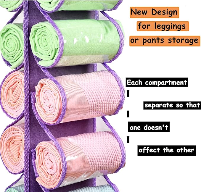 Legging Storage Bag Storage Hanger Can Holds 24 Leggings or Shirts Jeans Compartment Storage Hanger, Foldable Leggings Organi