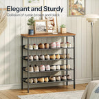 HOOBRO Shoe Rack for Entryway, 5-Tier Shoe Organizer with Adjustable Mesh Shelves, 16-20 Pairs of Shoes, Spacious Floor Mount