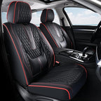 Coverado Car Seat Covers Full Set, Nappa Leather Seat Covers for Car, Waterproof Car Seat Protector with Lumbar Support, Auto