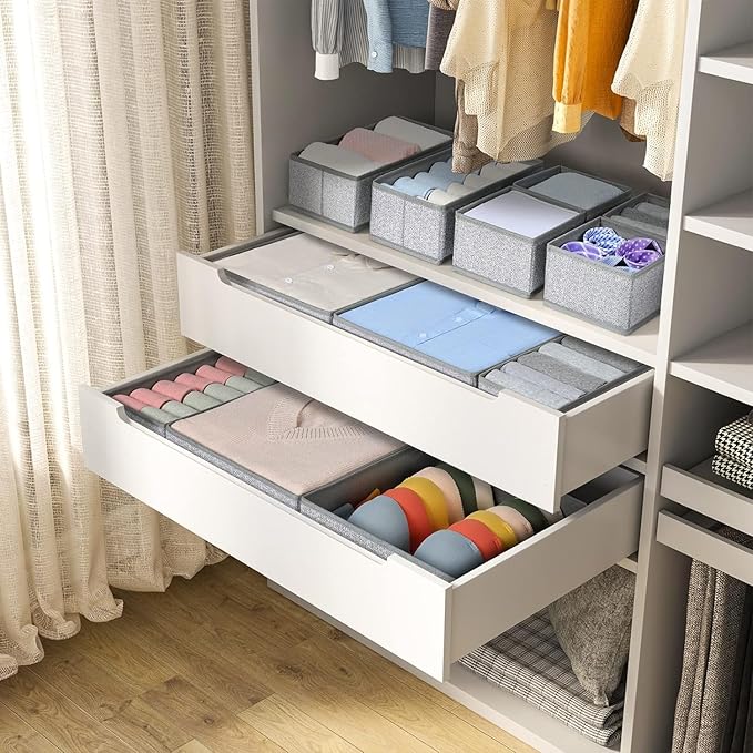 DIMJ Drawer Organizers Cloths, Closet Underwear Organizer, 15 Packs Foldable Closet Organizers, Sock Drawer Organizer, Fabric