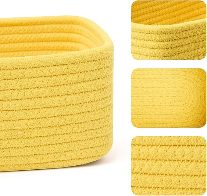MiniArk Small Storage Baskets for Organizing | Closet Organizer Bins | Shelf Toy Basket | Woven Rope Baskets | Cube Decorativ