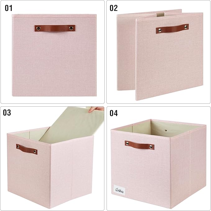 Bagnizer Collapsible Fabric Storage Cube Bins with 2 Reinforced PU Handles, Foldable Storage Organizer Baskets for Closet, Sh