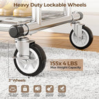 HYSEYY Heavy Duty Clothes Rack, Rolling Clothing Rack With Shelves Load 620 LBS, Double Rod Clothing Racks for Hanging Clothe