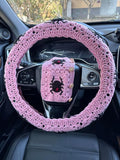 Crochet Spider Steering Wheel Cover Universal 14-15 inch (B,Wheel Cover+2 Belt Cover)