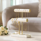 bussdis 2 Tier Bracelet Holder Display - Detachable T Bar Beige Velvet Bracelet Holder, Jewelry Holder Organizer for Bracelet