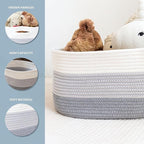 OrganiHaus Cotton Rope Basket for Shelf - Woven Storage Basket for Organizing, Closet & Toy Storage - 3-Toned Gray - 15x9x10