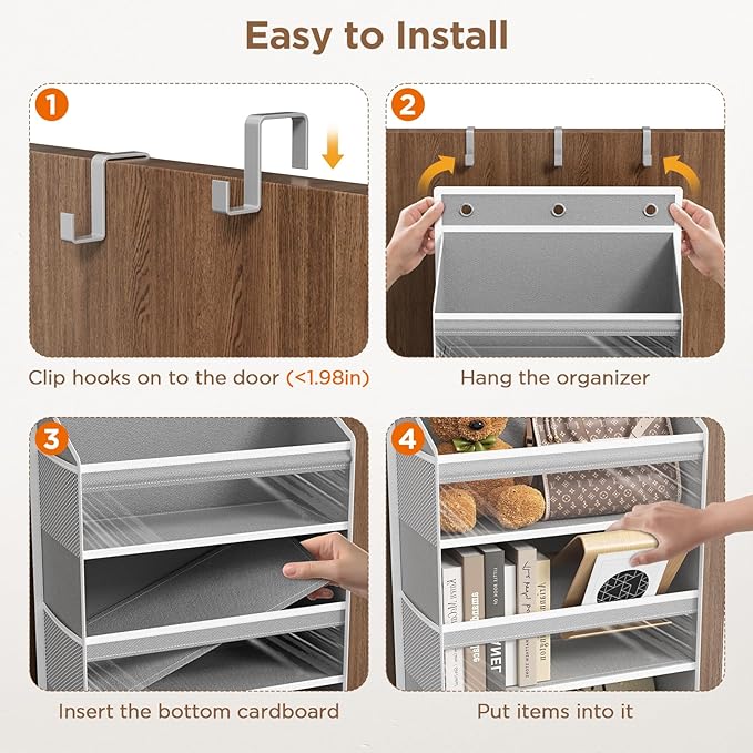 Mefirt Over The Door Organizer, 8 Shelf Door Hanging Organizers with 8 Large Capacity Pockets, Back of Door Organizer Storage