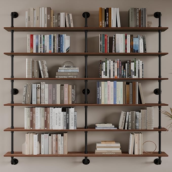 Floating Shelves for Wall Living Room Shelves Bookshelf Industrial Pipe Shelving Shelf Real Wood Planks 60 inch Rustic Wall S